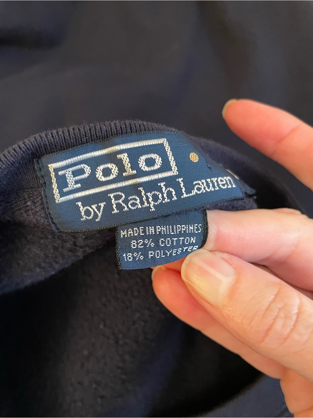 VTG  Polo Ralph Lauren Mens Size M Crewneck Sweatshirt Navy Blue POLO Spell Out - Picture 5 of 10